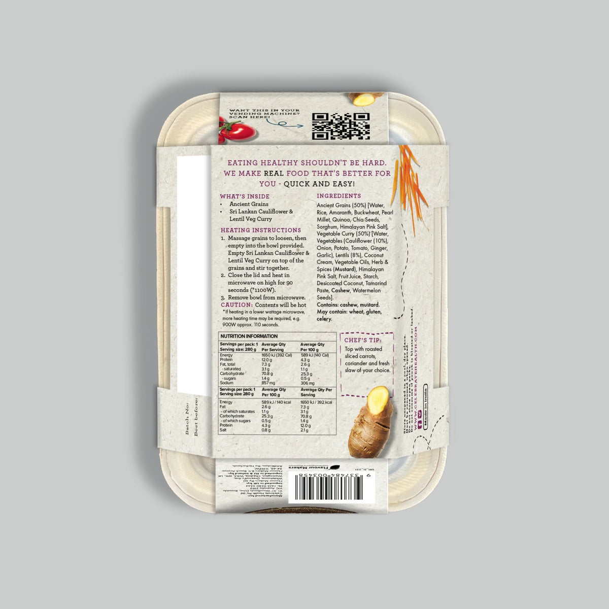Celebrate Health Vegan Lunch Bowl Meals, 6 x 280g