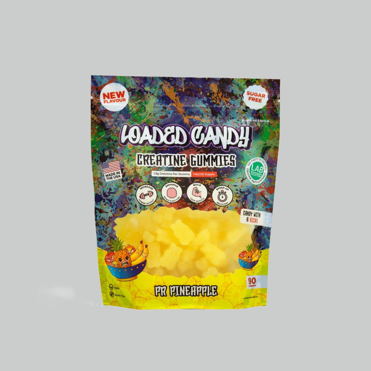 Loaded Candy Creatine Gummies, Single Serve, Pineapple