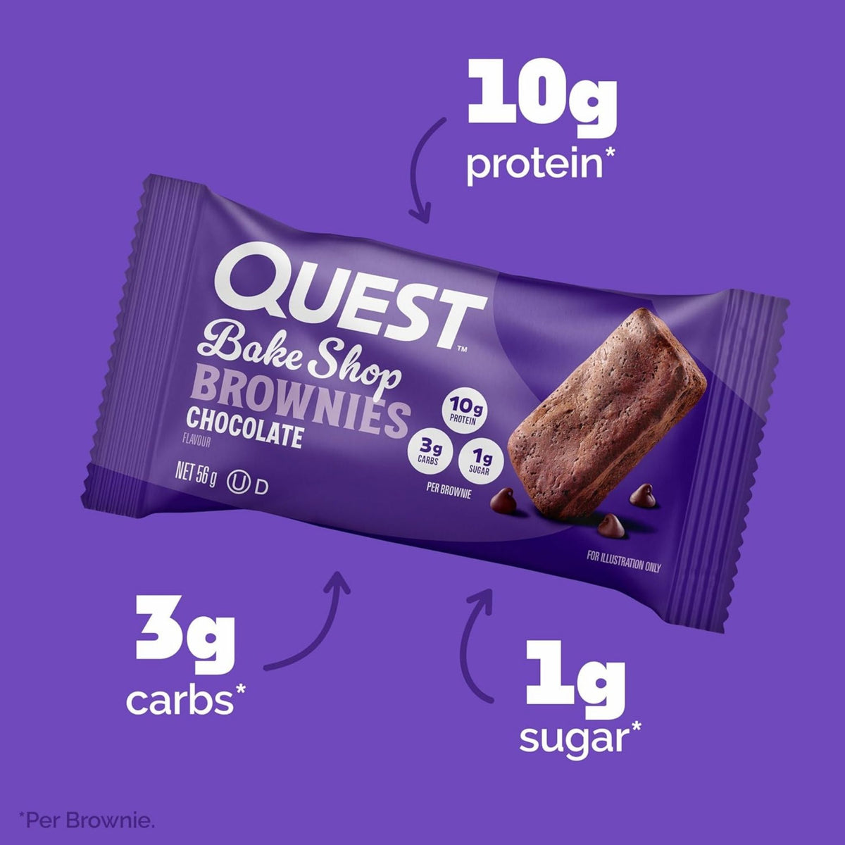 Quest Bake Shop Protein Brownie, 56g, 10 Count - Choc Brownie
