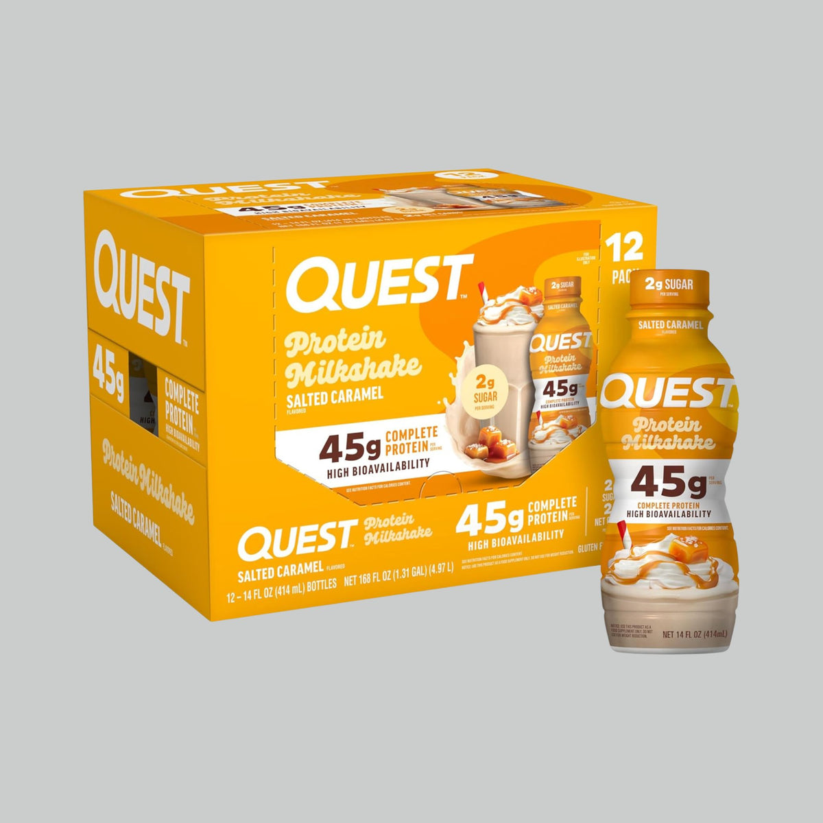 Quest Nutrition Protein Shake, 45g Protein, 2g Sugar, 4g Net Carbs, Ready to Drink, Gluten Free, 12 Count