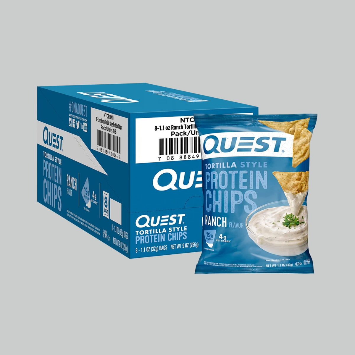 Quest Nutrition Tortilla Style Protein Chips, High Protein, Low Carb, Baked, 32g (Pack of 8)