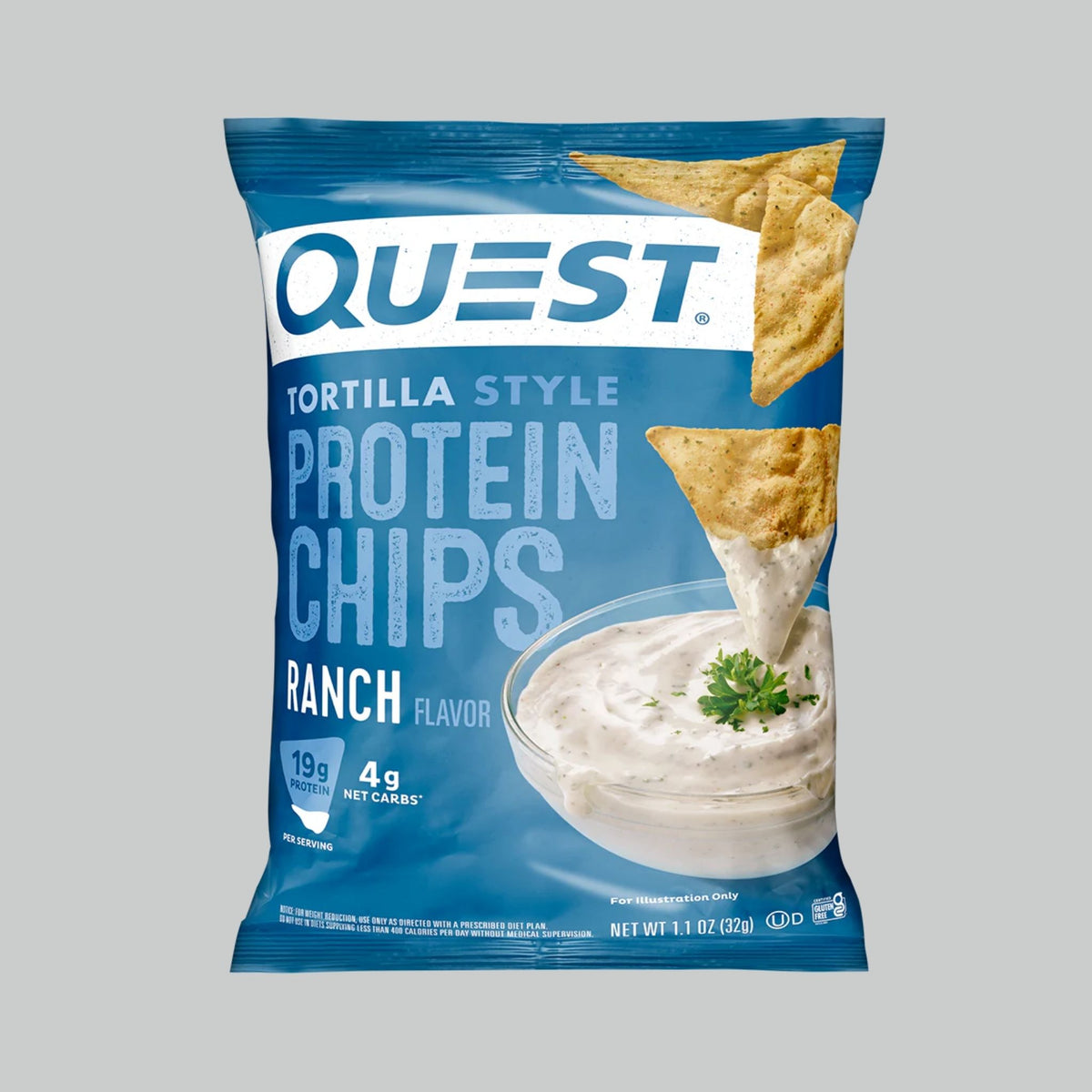 Quest Nutrition Tortilla Style Protein Chips, High Protein, Low Carb, Baked, 32g (Pack of 8)