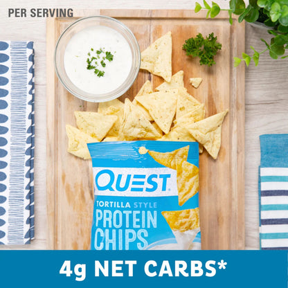 Quest Nutrition Tortilla Style Protein Chips, High Protein, Low Carb, Baked, 32g (Pack of 8)