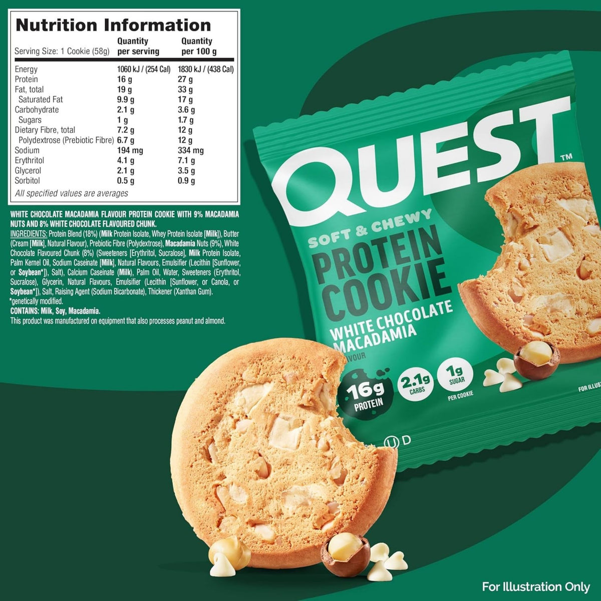 Quest Protein Cookies, High Protein, Low Carb, Keto Friendly, 59g, 12 Count