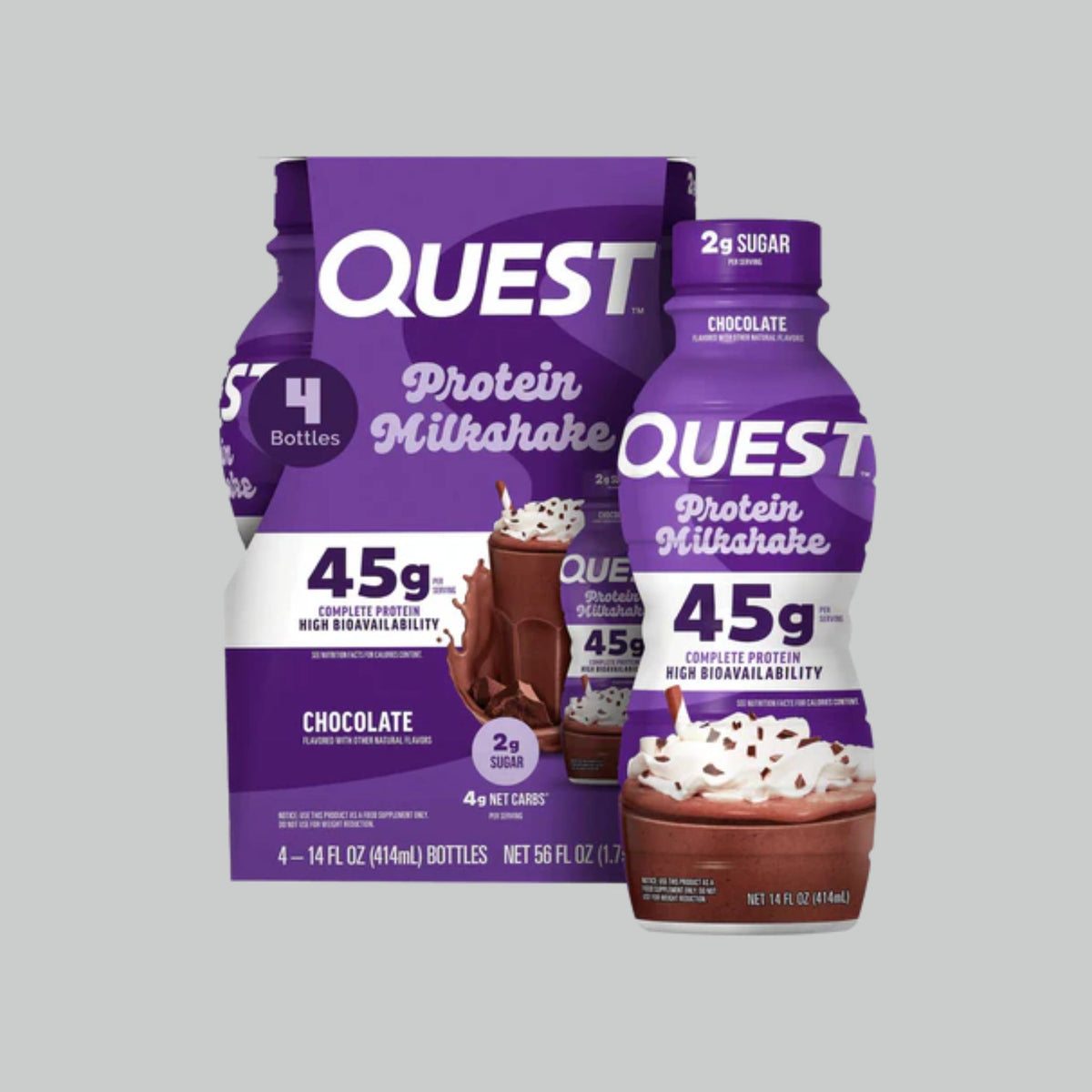 Quest Nutrition Protein Shake, 45g Protein, 2g Sugar, 4g Net Carbs, Ready to Drink, Gluten Free, 12 Count
