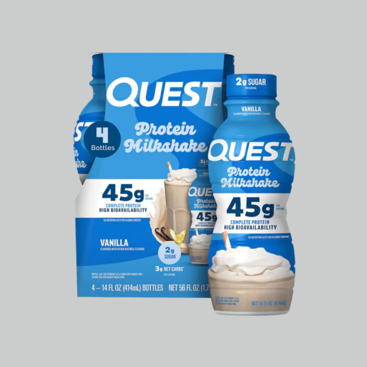 Quest Nutrition Protein Shake, 45g Protein, 2g Sugar, 4g Net Carbs, Ready to Drink, Gluten Free, 12 Count
