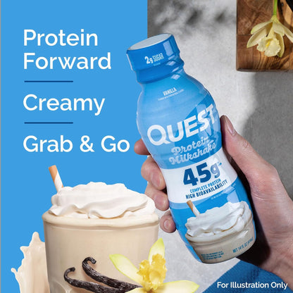 Quest Nutrition Protein Shake, 45g Protein, 2g Sugar, 4g Net Carbs, Ready to Drink, Gluten Free, 12 Count