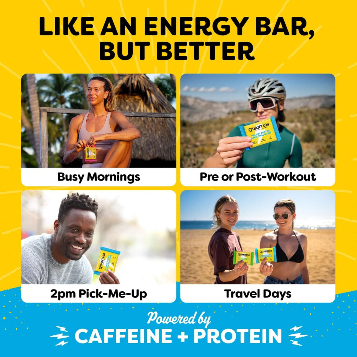 Quantum Energy Square, 100mg Caffeine, 10g Protein, 8 x 48g