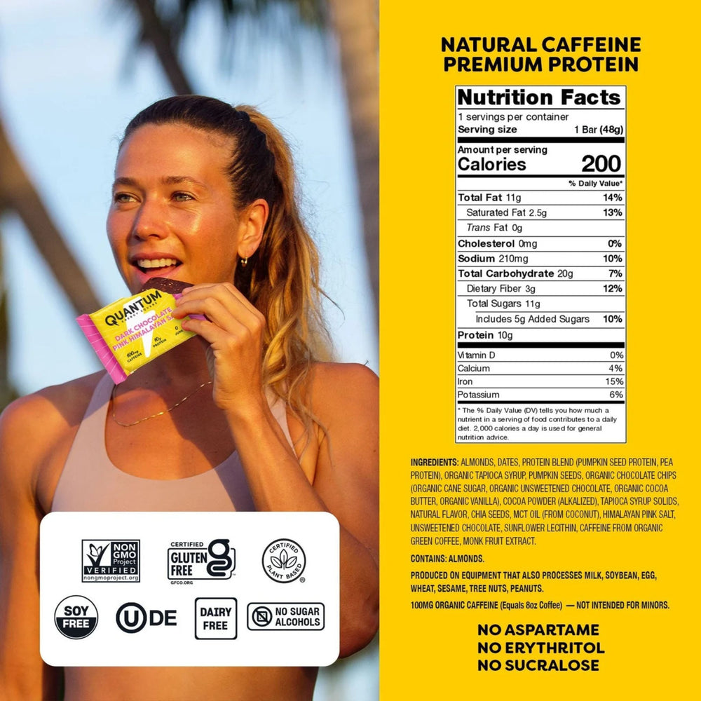 Quantum Energy Square, 100mg Caffeine, 10g Protein, 8 x 48g Nutrition Information