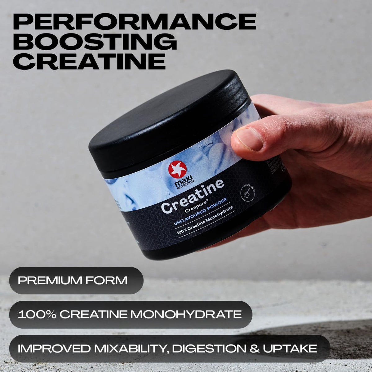 Maxi 100% Creatine Monohydrate, 250g, Unflavoured